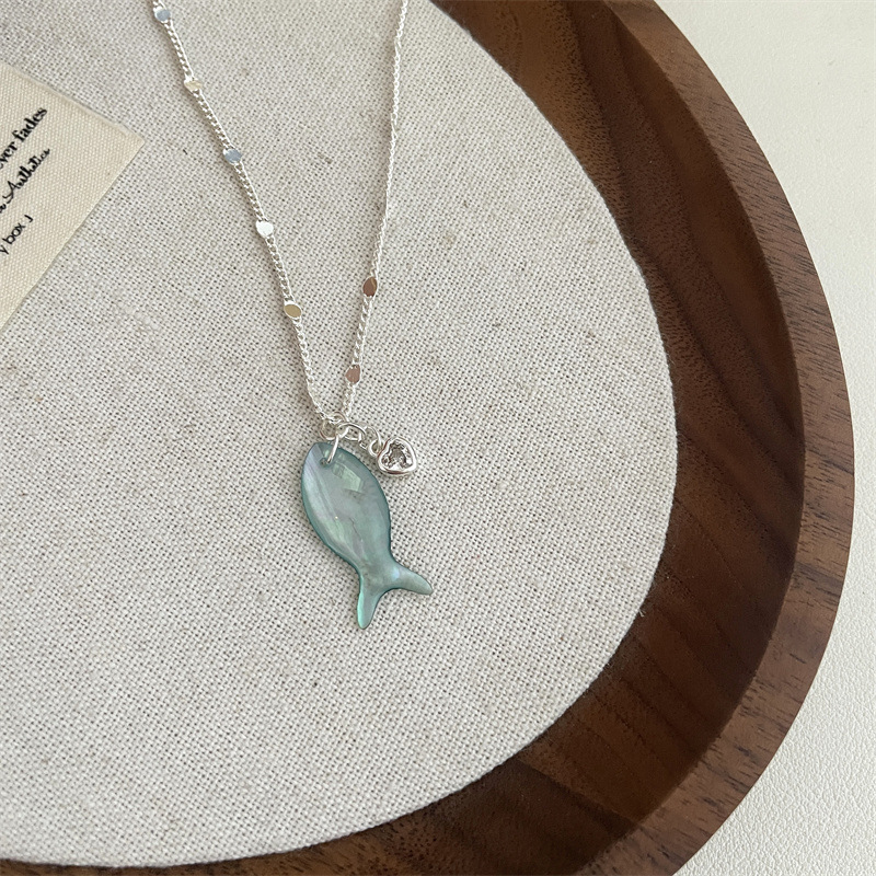 TEMU New Summer Style Seaside Vacation Gradient Little Fish Necklace, Vibe, Niche Design, Korean Style Versatile Clavicle Chain