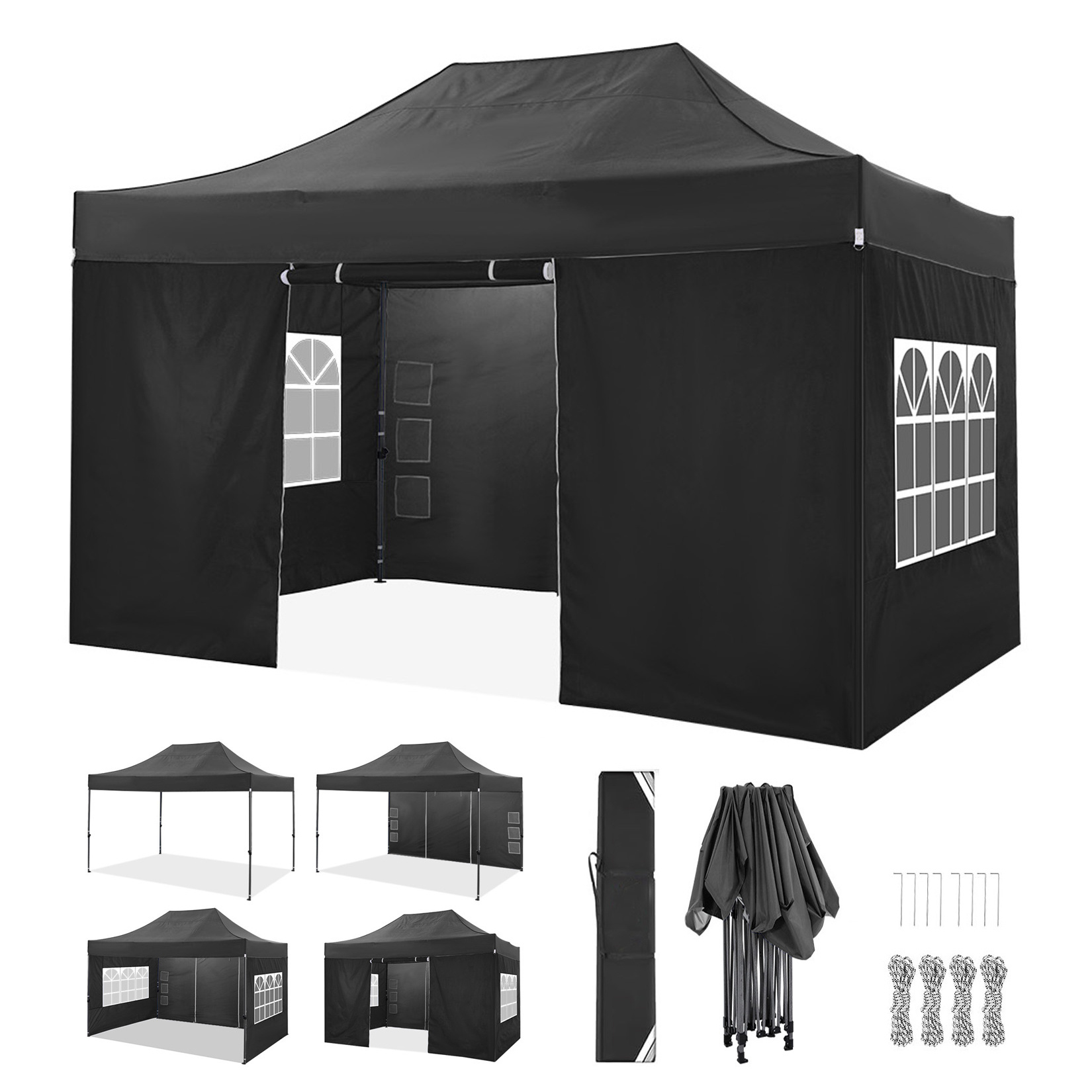 TEMU 3x4.5m Heavy-duty Pop-up Canopy Tent With 4 Detachable , Includes A Convenient Carry Bag, , Easy To Set Up, Ideal For Parties, Weddings, And