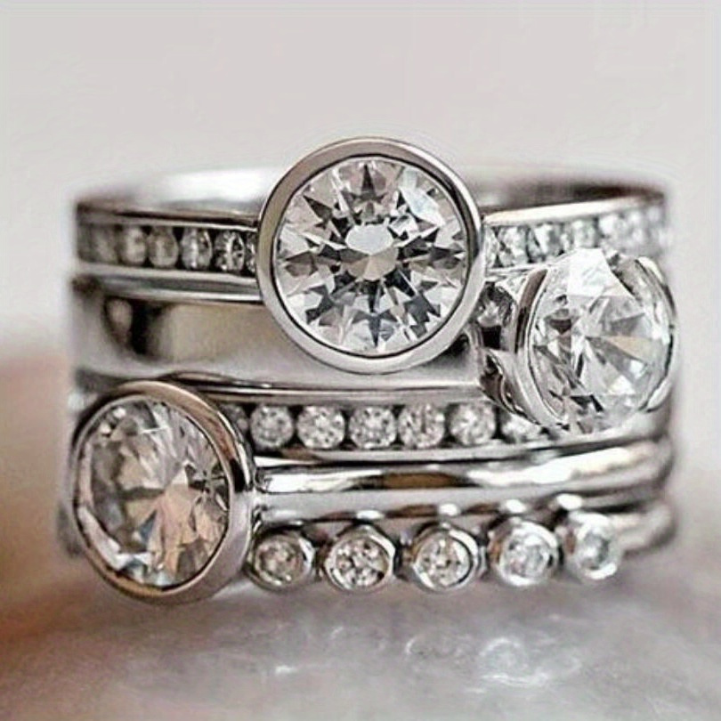 1pc Fashionable And Luxurious Synthetic Cubic Synthetic Zirconia Ring, Perfect As An Exquisite Jewelry Gift For Women's Wedding Parties
