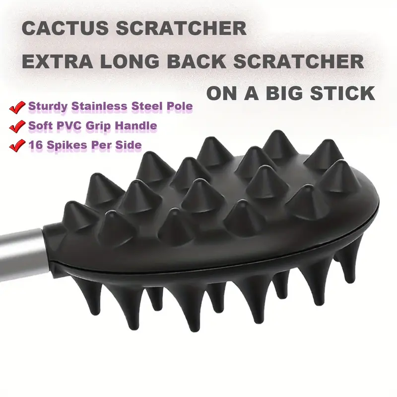 retractable back scratcher with 23 6 telescoping handle dual sided cactus design ergonomic pvc grip for portable massager for men women Product details 4