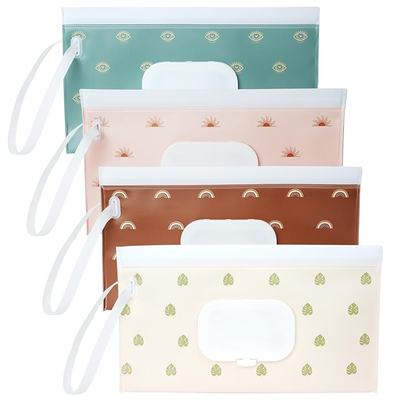 Image of 4pcs Portable Wet Wipes Box, Refillable Wet Wipes Container, Wet Wipes Holder, Wipes , Suitable For Outdoor, Camping, Hiking