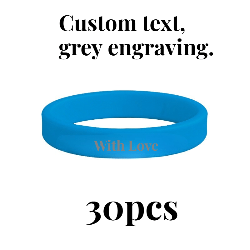 30pcs Custom Silicone Wristbands, Personalised Gift