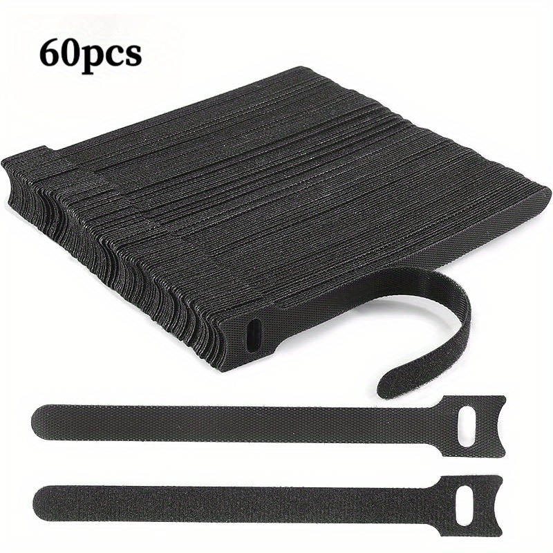 TEMU 30/60pcs 6-inch Reusable Cable Ties, Adjustable Wire Straps, Cable Organizers, Wire Wrappers, And Hook-and-loop Cable Management - Black, Cable