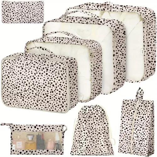 8pcs packing cube set for travel suitcases lightweight travel organizing carry bag durable polyester suitcase organizing bags with zipper closure ideal for clothing shoes makeup underwear luggage organizers