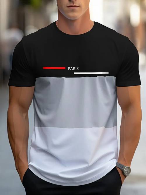 3 print mens crew neck active t shirt casual comfortable tee summer mens apparel multi color t shirt