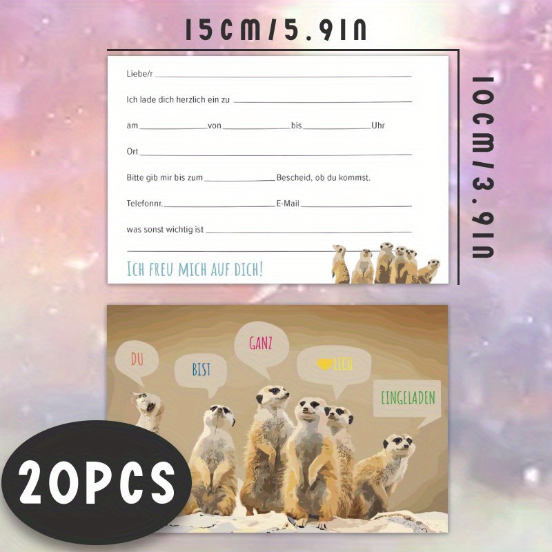 TEMU 20pcs Of Birthday Cards For A And A Party, In Small Zoos, Are The Perfect Invitation For A Birthday Celebration, Baptism, Orientation, 's Party,