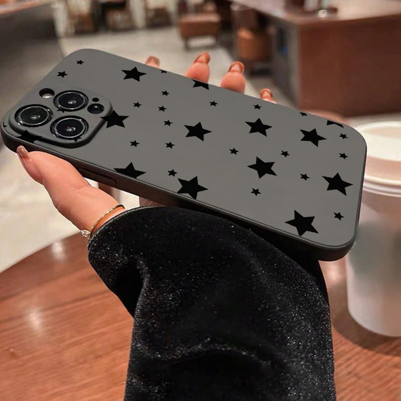 TEMU Phone Case - A Tpu Protective Case With A Black Star Pattern Designed For Precise Full-body Protection, Suitable For Iphone 6/7/8/x/xs/xr/xs