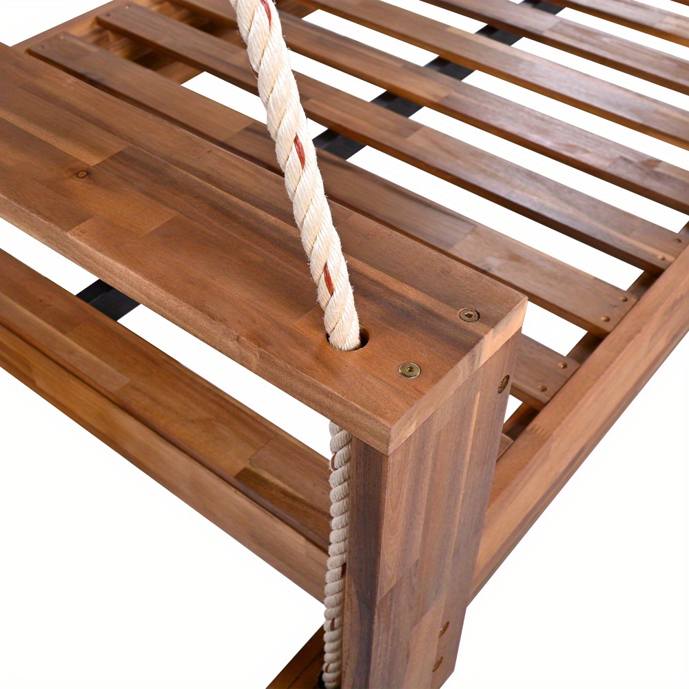 Garden seating. Swing chair. Double-sized porch swing bed seating set with hemp rope swing frame, suitable for gardens and backyards. Minimalist rustic style, ideal for courtyards and gardens. Mattress sold separately.