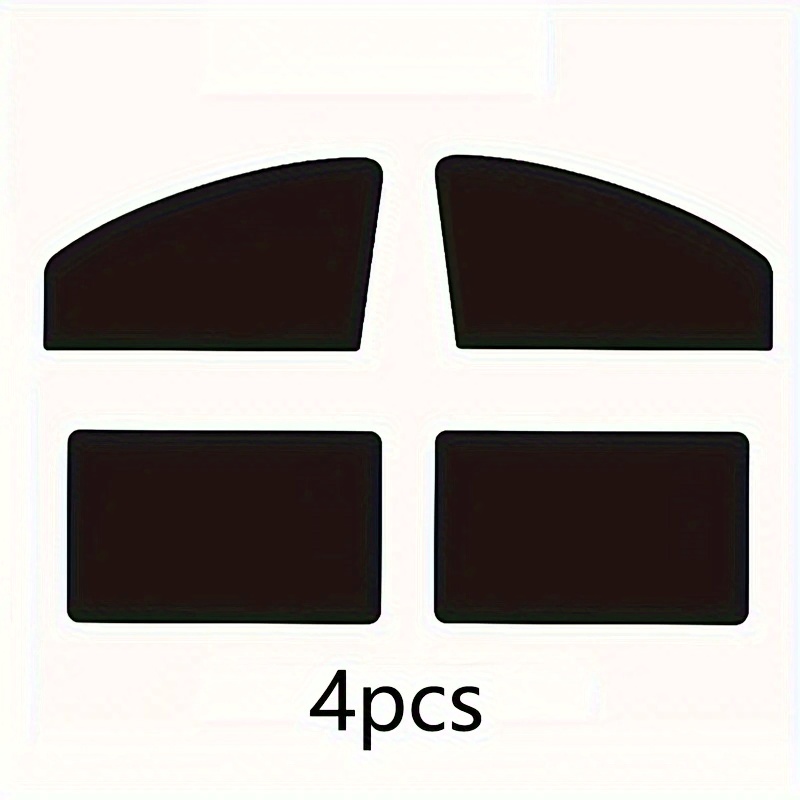 Car Sunshade Set: 2 Front Window with Rearview Mirror Openings, 2 Rear Windows Shades, Foldable Storage, UV-Blocking Opaque, Retractable and Collapsible, 100% Light Blocking Black Material