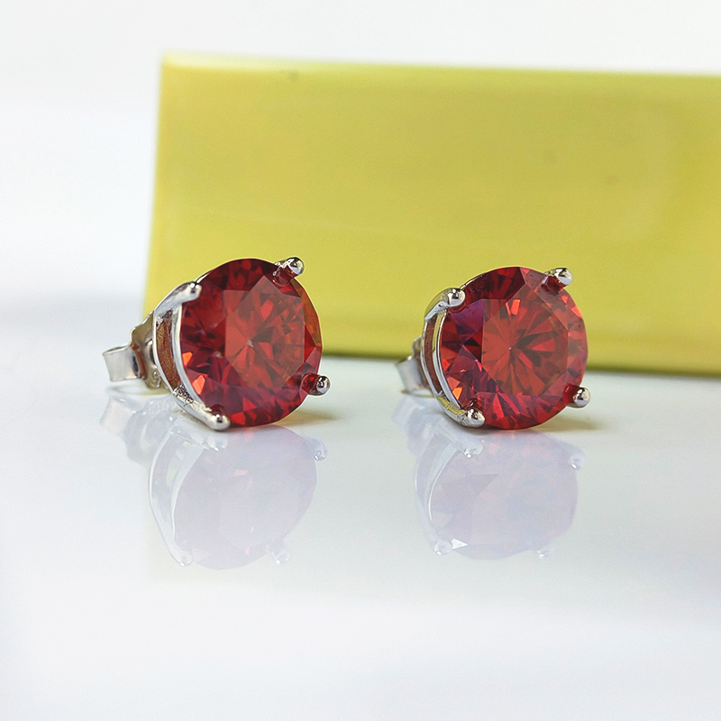 Women's Fashionable Red Moissanite Earrings, Copper Design