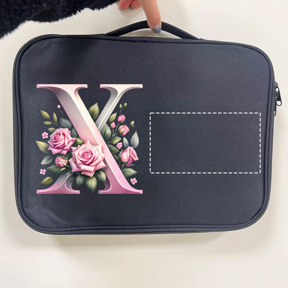 Custom Floral Initial Laptop Tote Bag with Monogram