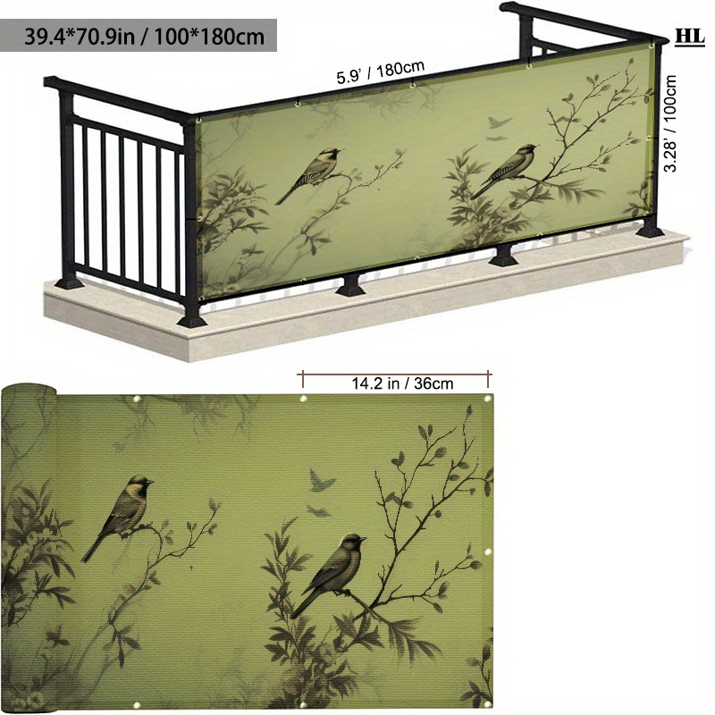 TEMU 1pc Clôture Décorative, Écran d'Intimité Extérieur pour Balcon, Couverture de Garde-corps avec 3 Tailles en Polyester Imprimé Numérique, Design