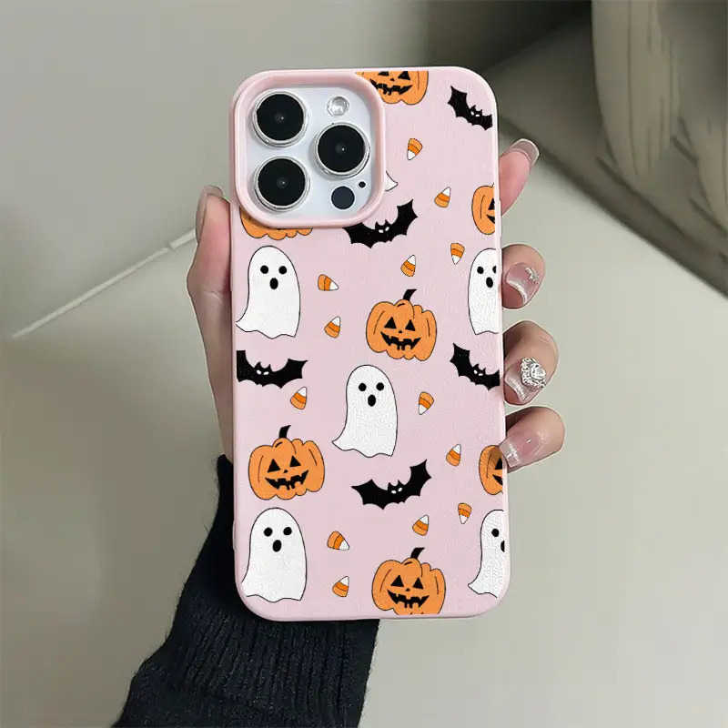 TEMU Phone Case - Pink Halloween Pumpkin 8 Shockproof Full Coverage Protective Case, Suitable For Iphone/7/8/x/xs/xr/xs Max/11/12/13/14/15/16 Pro Max