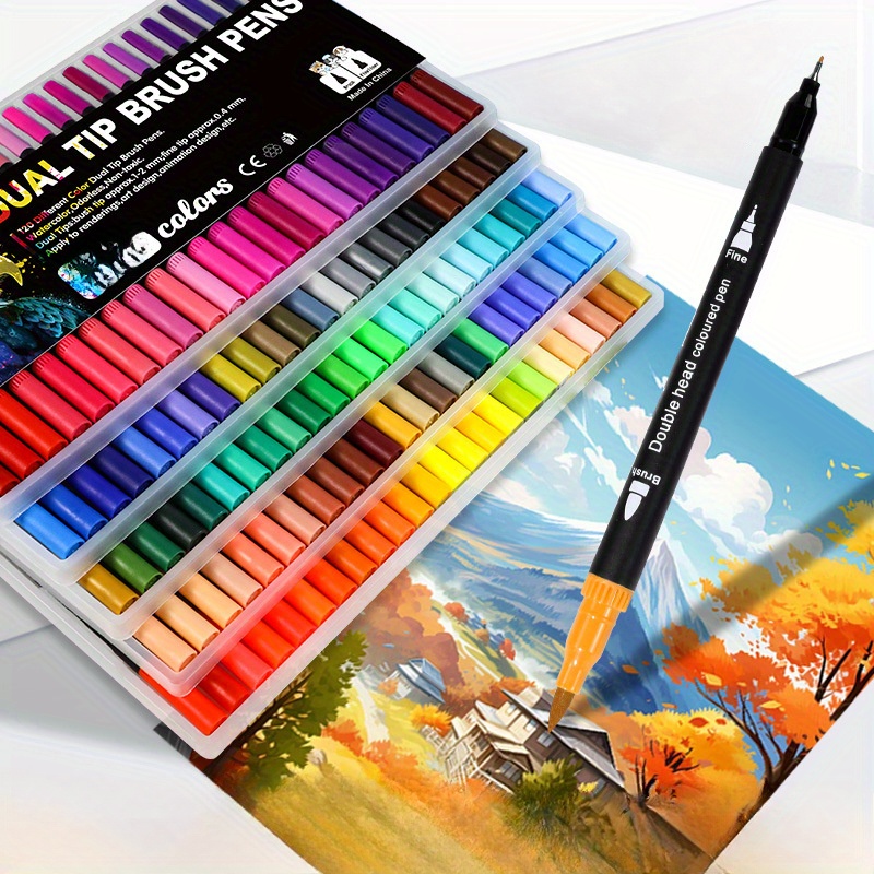 

Dual-tip Watercolor Pen Set, 24/36 Colors - Fine & Tips For Artists, Magazine , Coloring, And Calligraphy