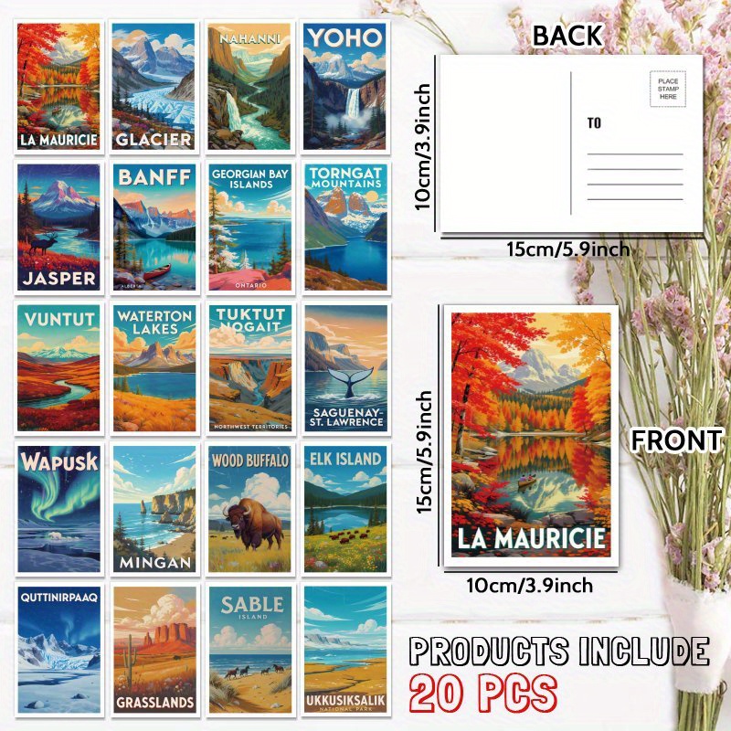 TEMU Upgraded Thick Paper 20pcs Postcard, Travel Unique Everyday Gift For Family & Congratulate Birthday Thank You Positive Affirmation, Travel