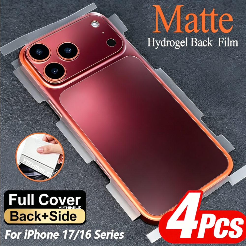TEMU Lot de 4 films de arrière en hydrogel, compatibles avec les séries iPhone 18 Pro/18 Pro Max, surface dépolie, film arrière souple en TPU,