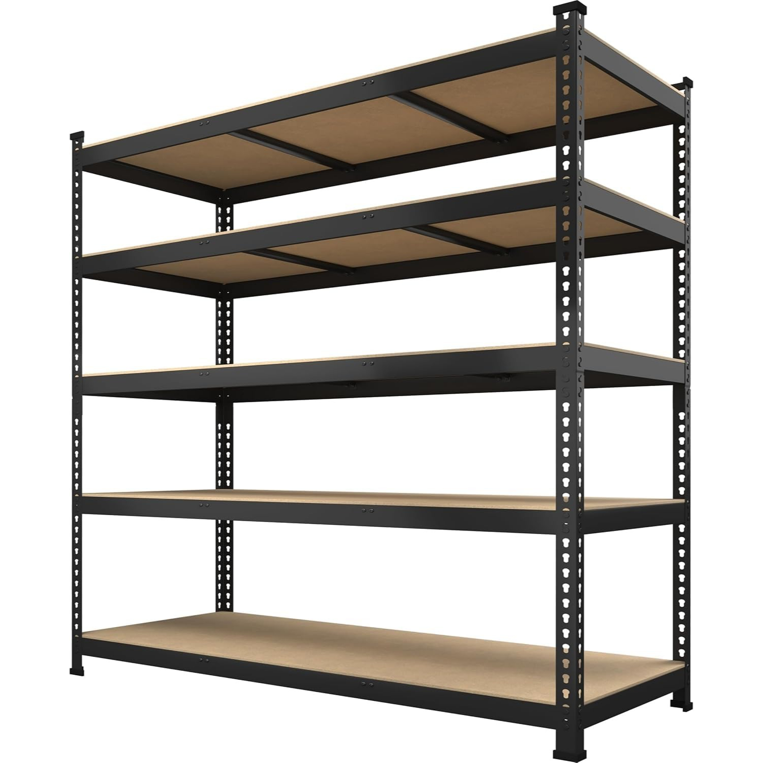 Sturdy Utility Storage Rack With 5 Levels - Height Adjustable Metal Shelf - Ideal For Kitchen, Basement, Or Workshop - Matte Black End, In 120cm Or 90cm Widths, Utility Racks