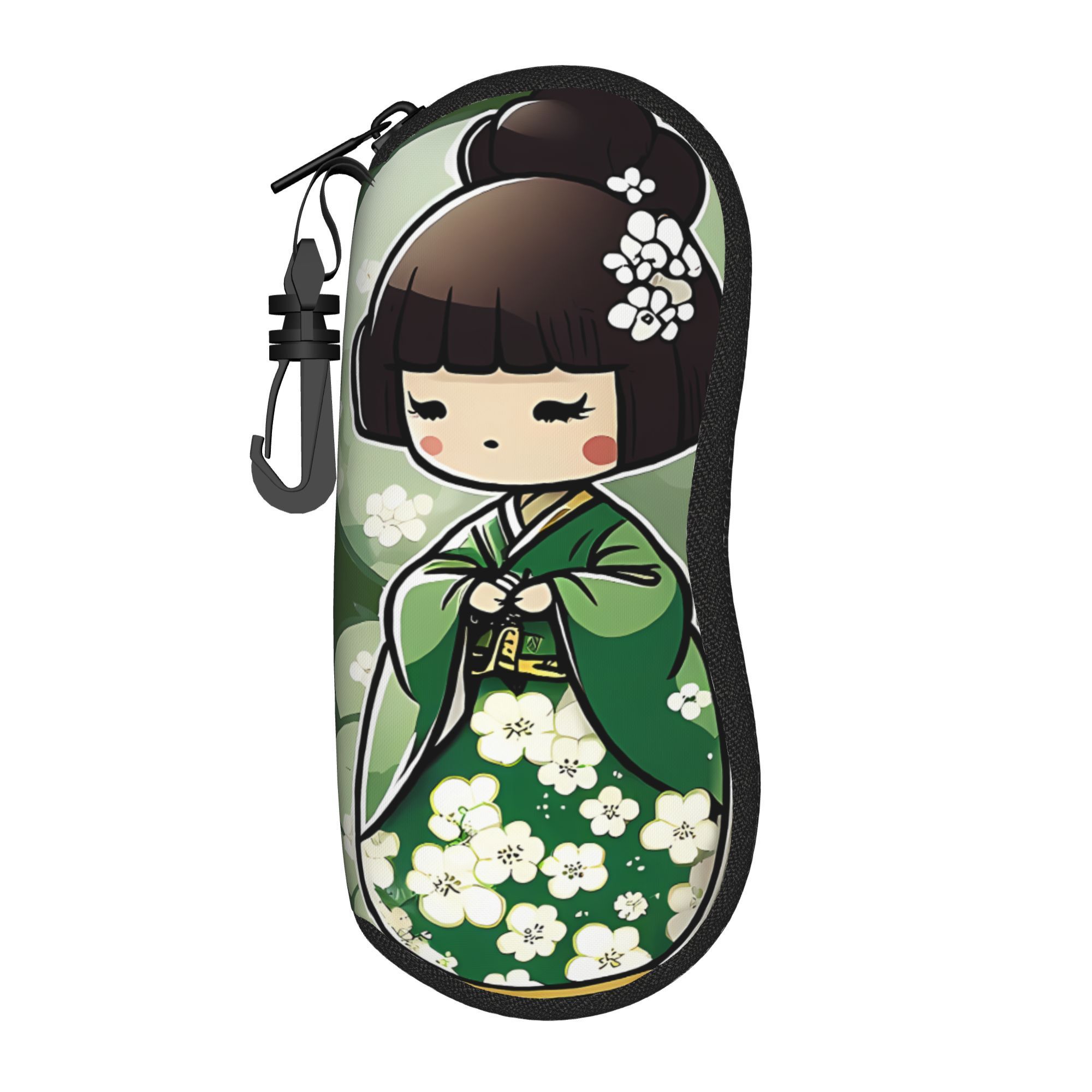 

Kawaii Japanese Girl Kimono Neoprene Glasses Case With Keychain - Waterproof & Portable, Ideal For Reading & Fashion Glasses, Perfect Birthday Gift, Glasses Cases For Girls