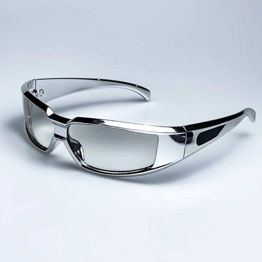 TEMU Future Bright Silvery Sunglasses Men's Trend Outdoor Cycling Sunglasses With Technological Feel And European And