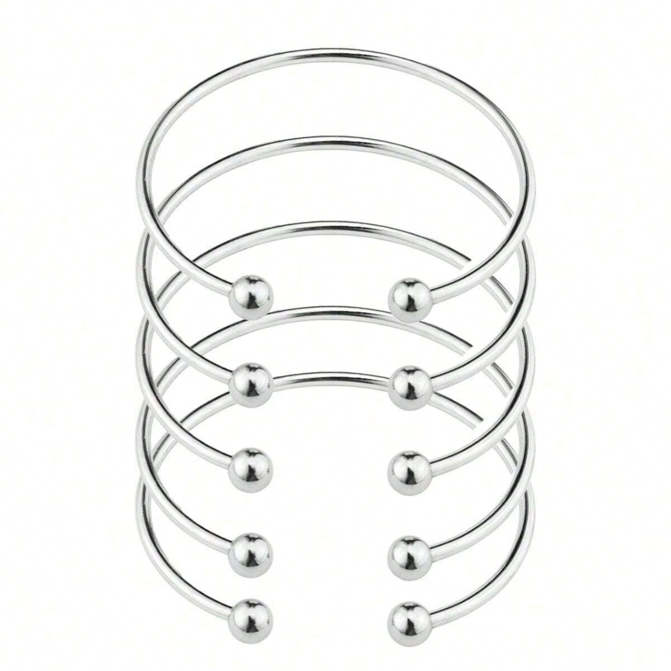 TEMU Stainless Steel Ball Closure Adjustable Wire Blank Bracelet Expandable Bangle For Jewelry Making