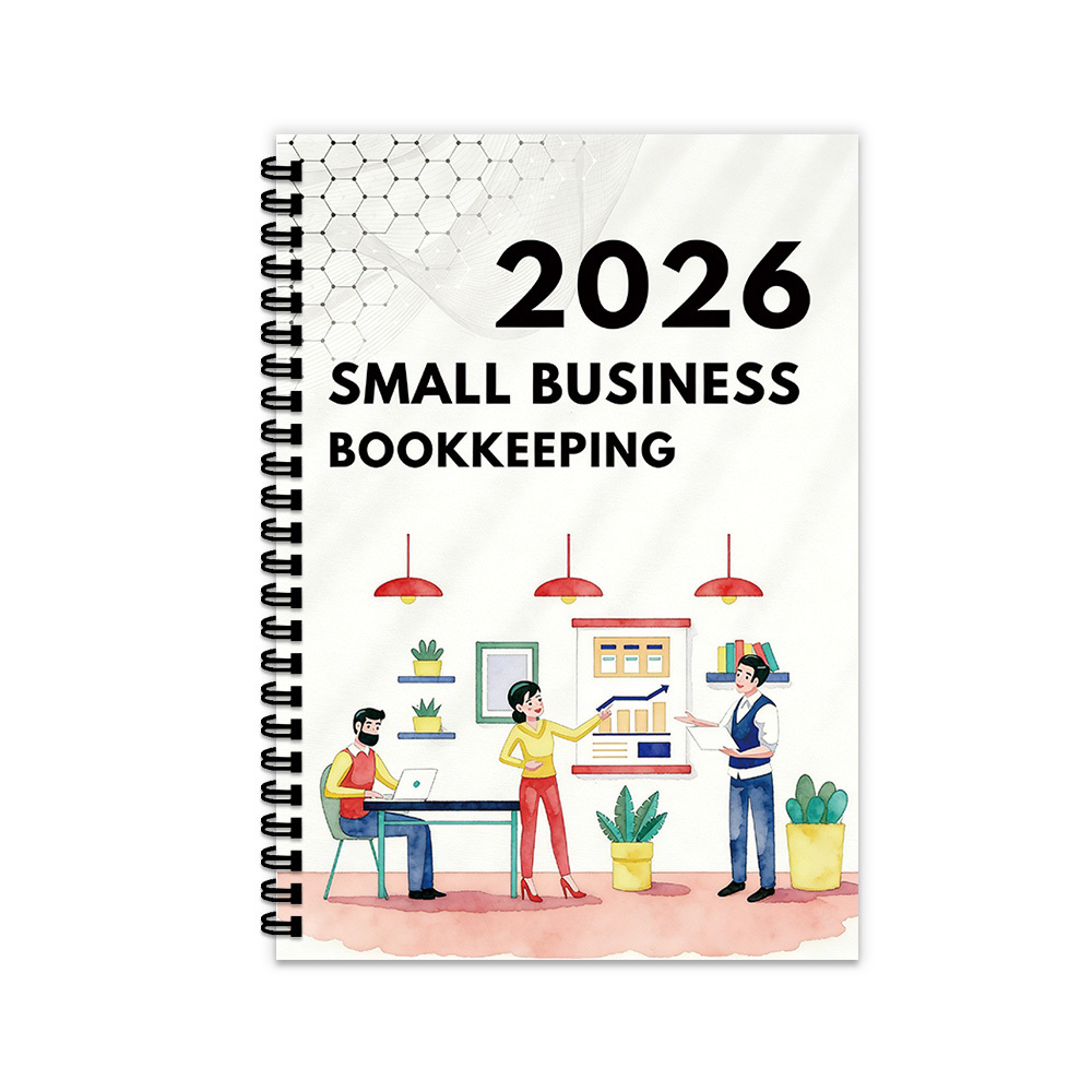 TEMU 1pc 2026 Small Business Spiral Notebook, Watercolor Style Financial Journal Subject Notebook, Income And Expense Log Book For Entrepreneurs,