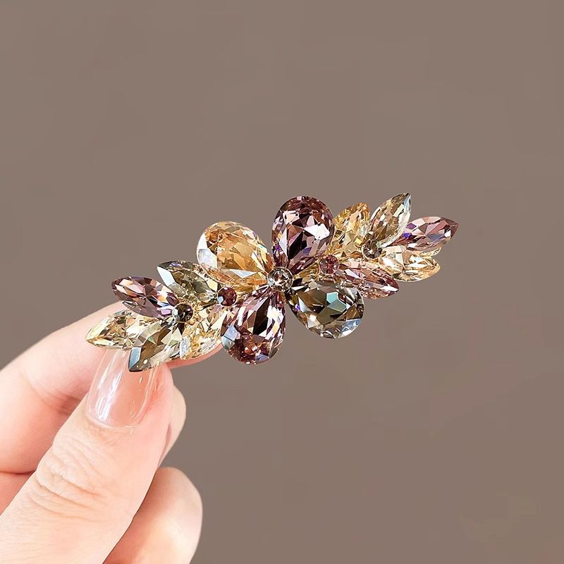 TEMU Pinza de pelo de lujo a con pedrería y de hojas, accesorio de pelo con pinza de para mujer, peinado elegante y con carácter de medio recogido,