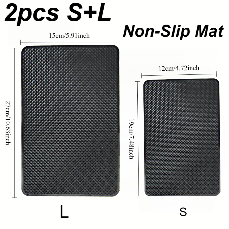 TEMU 2pcs Large And Small Car Anti-slip Mats High Temperature Resistant Silicone Grid Magic Adhesive Pad Universal Dashboard Holder Non-slip Interior