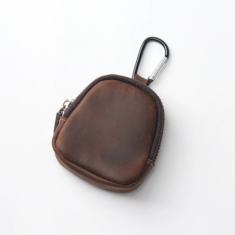 E-shop Leichter Schlüssel- Münzbeutel aus echtem Leder, Vollnarben-Rindsleder der Schicht, Unisex multifunktionaler Kartenhalter-Organizer,
