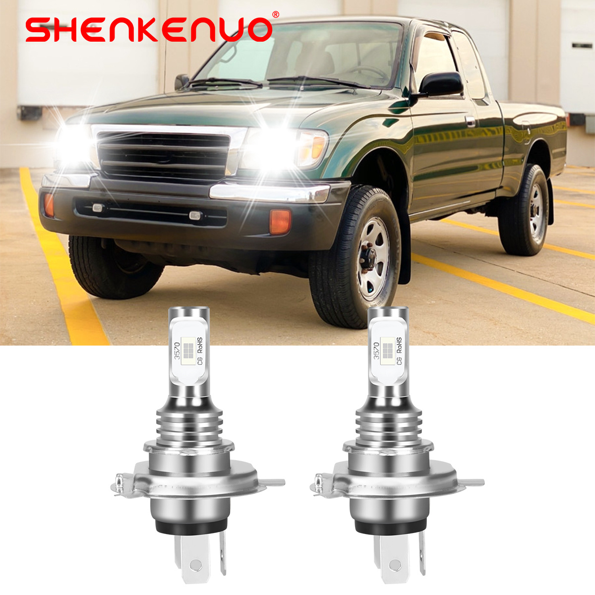 TEMU 2pcs Super 9003 Led Headlight Bulbs High Low Beam Bulbs For Tacoma 1997-2004