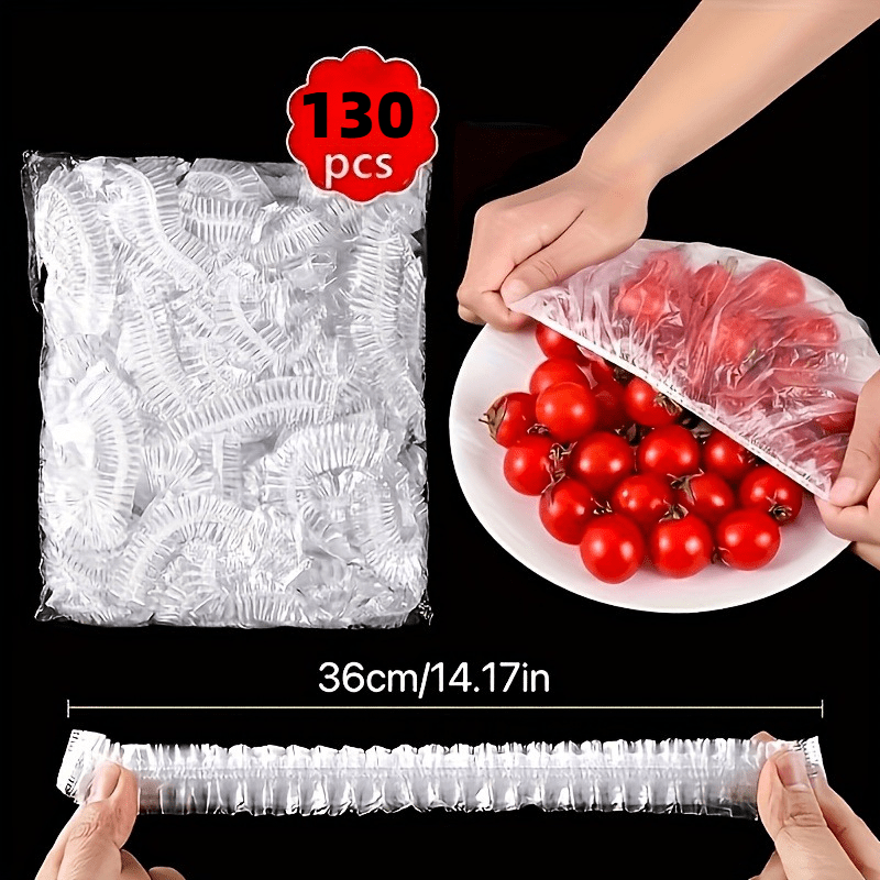 TEMU 130 Envolturas Desechables para Alimentos, Film Plástico Adherente para Mantener los Alimentos Frescos - Cubiertas Selladoras de Grado