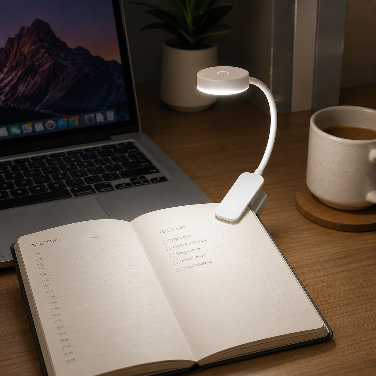 Portable Stepless Dimmable Clip-On Book Light for Reading