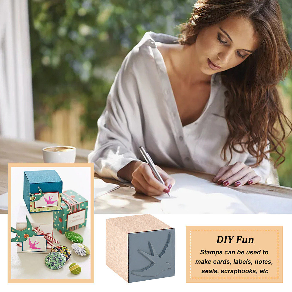 Wooden Stamps with Rubber for Crafting