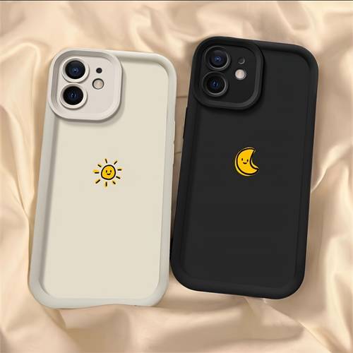 1pc or 2pc ladder painted simple moon sun phone case suitable for iphone x 11 12 13 17 plus pro christmas halloween birthday gift suitable for men and women