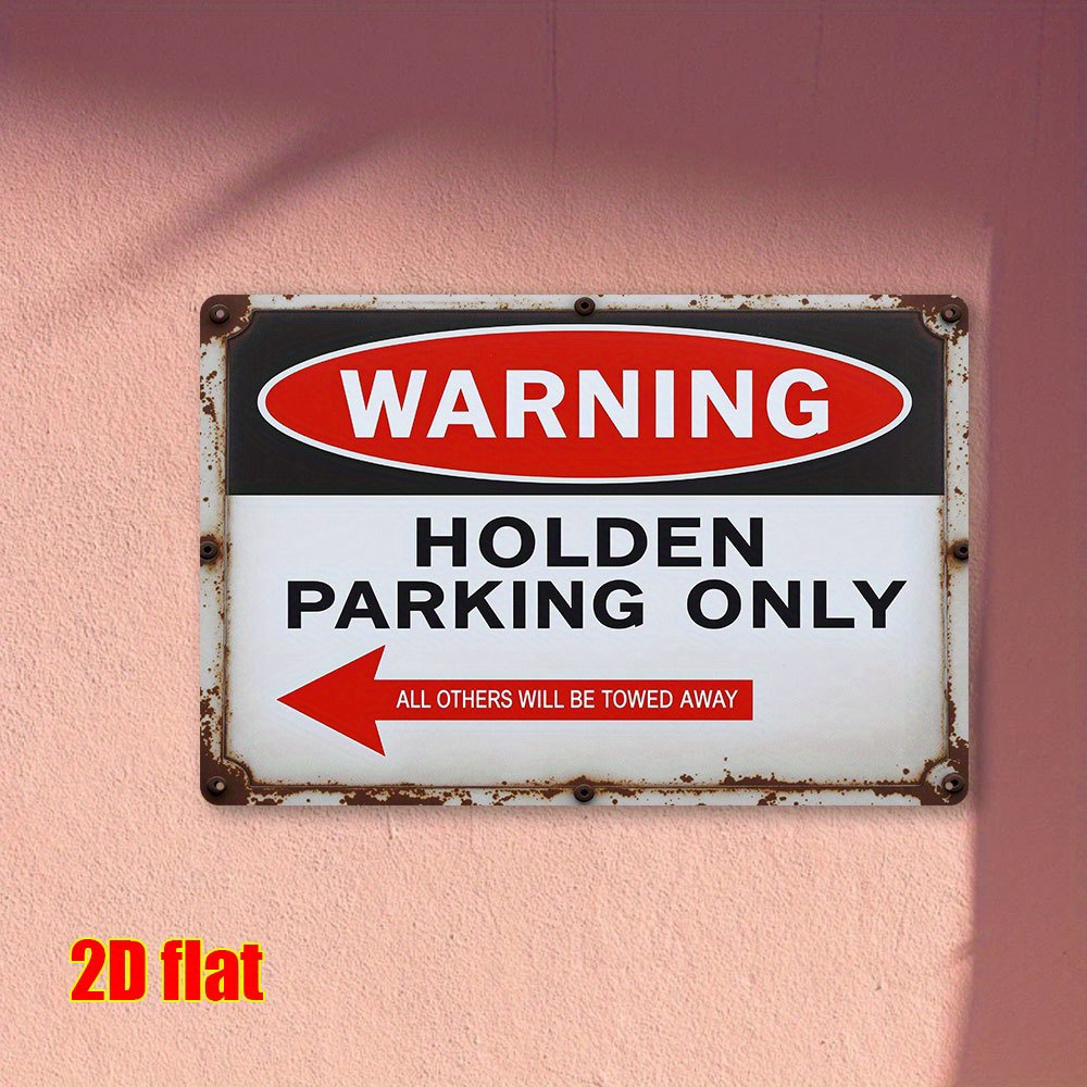 TEMU 2d Flat - Vintage Parking Iron Sign, 2d Flat Design | 20 X 30 Cm 8 X 12 Inches, Red Text, Rustic Garage Decor, Easy Indoor And Outdoor