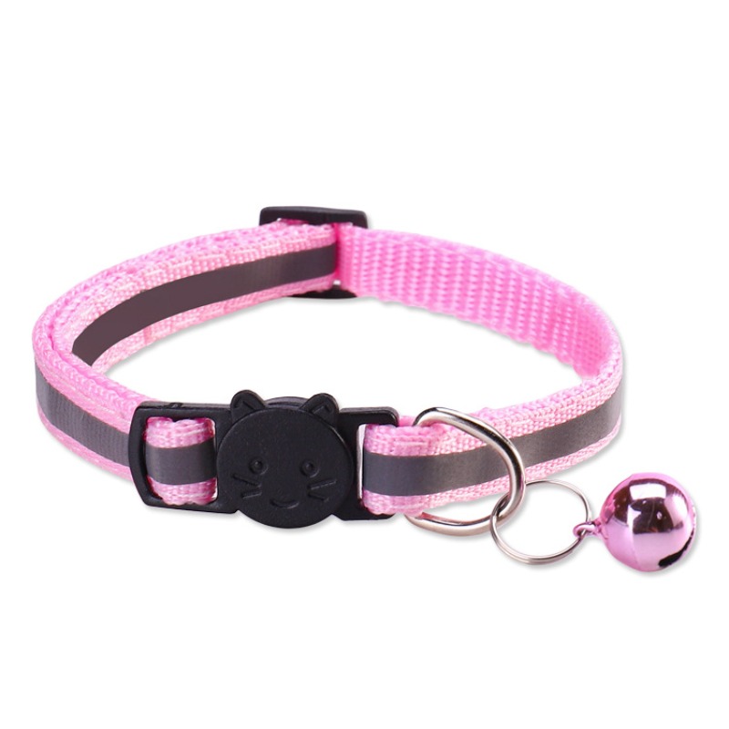 TEMU Reflective Cat Collar Safety Buckle - Fluorescent Ring Pet Collar For Cats 3 Colors Optional, Without Battery