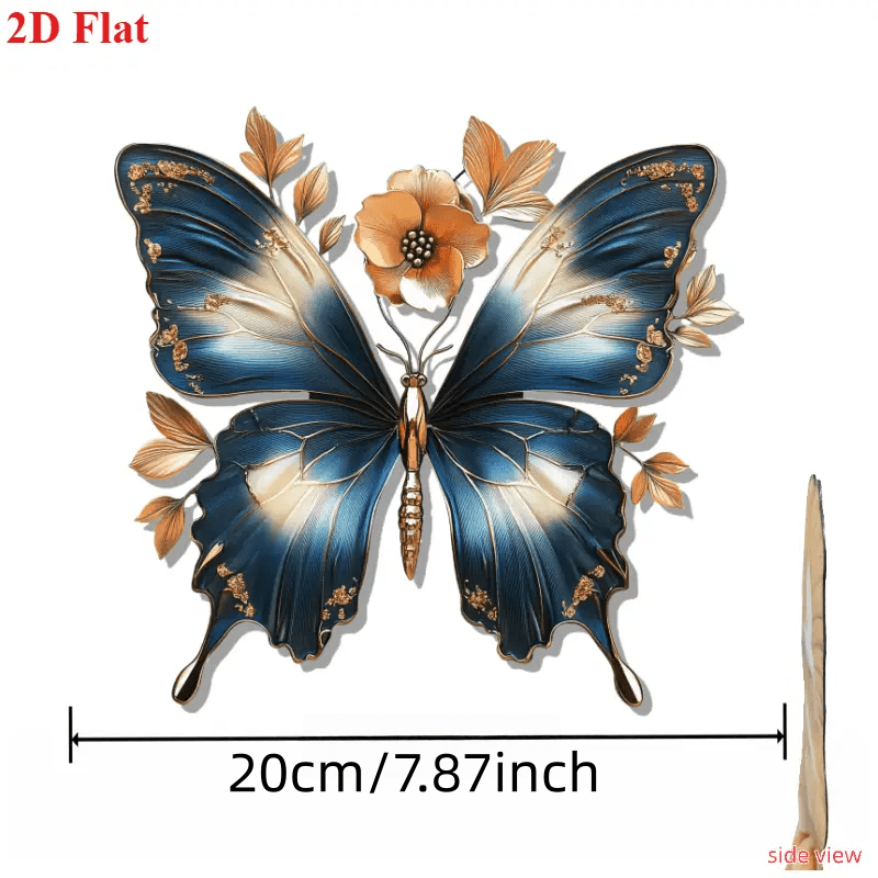TEMU 2d Flat - 【2d Flat】 2d Flat - [2d Flat] A 2d Wall Decoration Featuring An Elegant In Blue Acrylic With Golden Accents, Made From Durable Acrylic