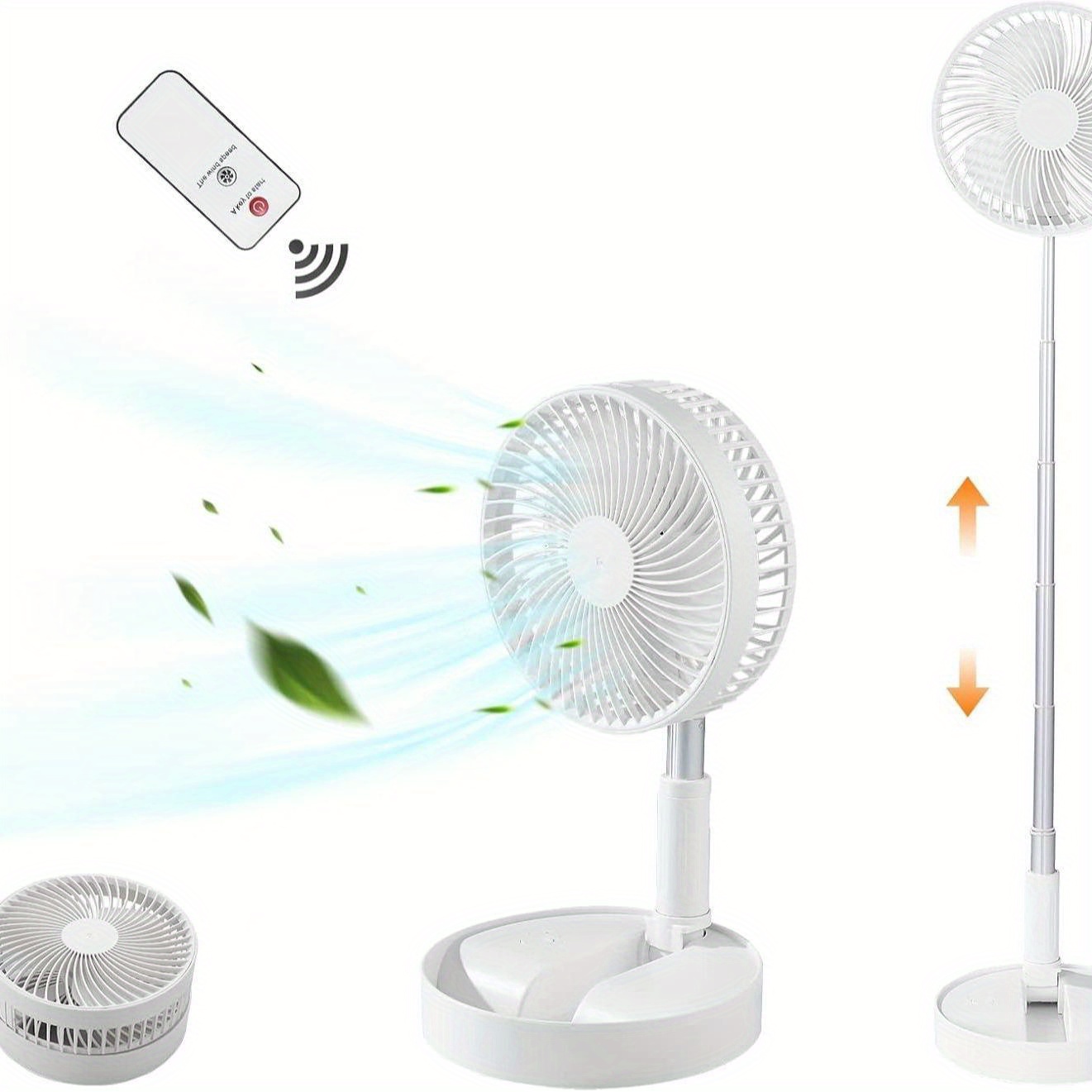 TEMU Portable Folding Standing Fan Foldable Desk Fan With Battery Remote Speed Camping