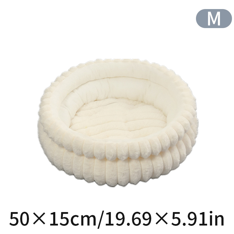 TEMU Soultimes Large Round Plush Thickened Pet Bed Suitable For Soft Warm Non-slip Washable Bed With Thick Cushioning, Suitable For Puppies, Kittens,