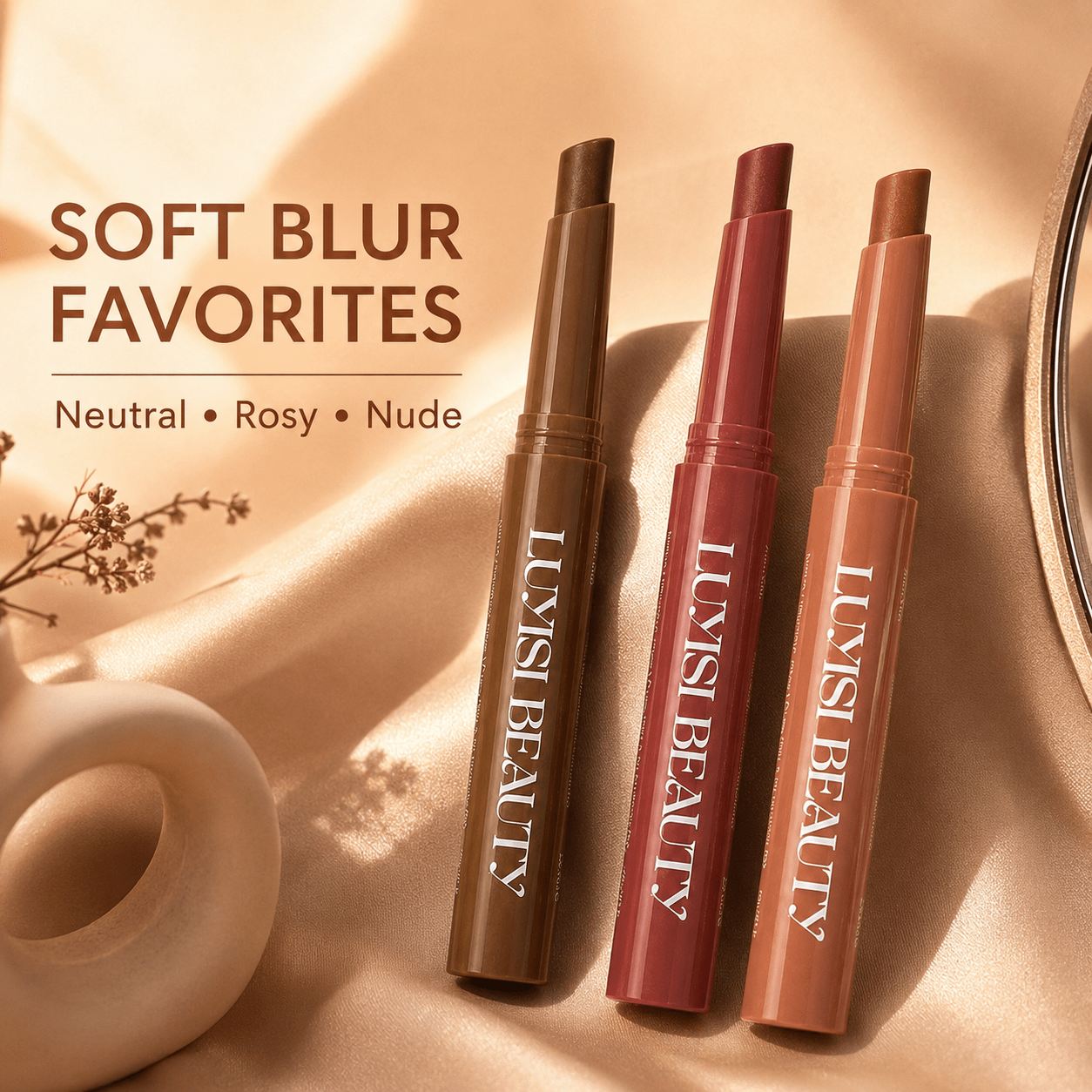3pcs Lipstick Makeup Set in Deep Brown, Warm Red & Burnt Orange Shades