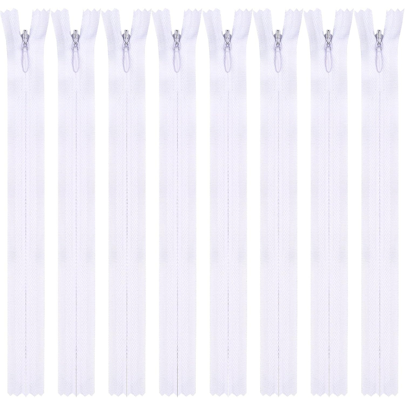 TEMU 11pcs Nylon Invisible Zippers, 20cm, 25cm, 30cm, 40cm, 50cm, 60cm Long, 2.3cm Wide For Clothing, Bag, Pencil Case, Cushion Cover (white, 35cm/14