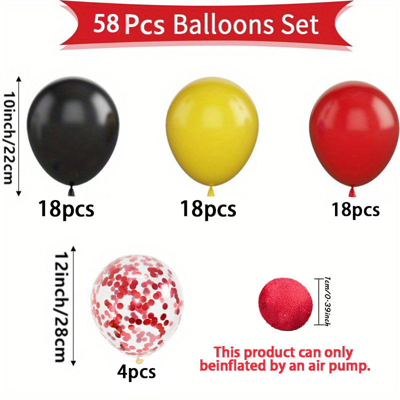 TEMU Set Of 54 Red, Black, And Yellow Balloons Including Red Confetti Balloon, Perfect For Racing-themed Carnival, Birthday Celebration Holiday