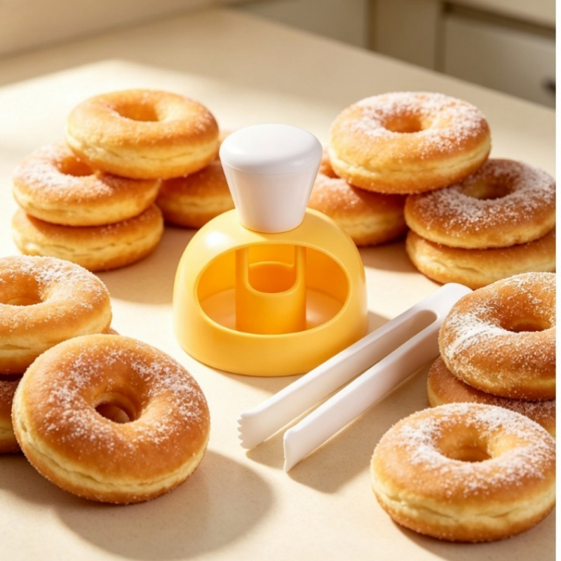 TEMU Set di taglieri per ciambelle in plastica, 2 pezzi, con pinza per imbevimento, stampi per ciambelle, macchina per ciambelle, utensili