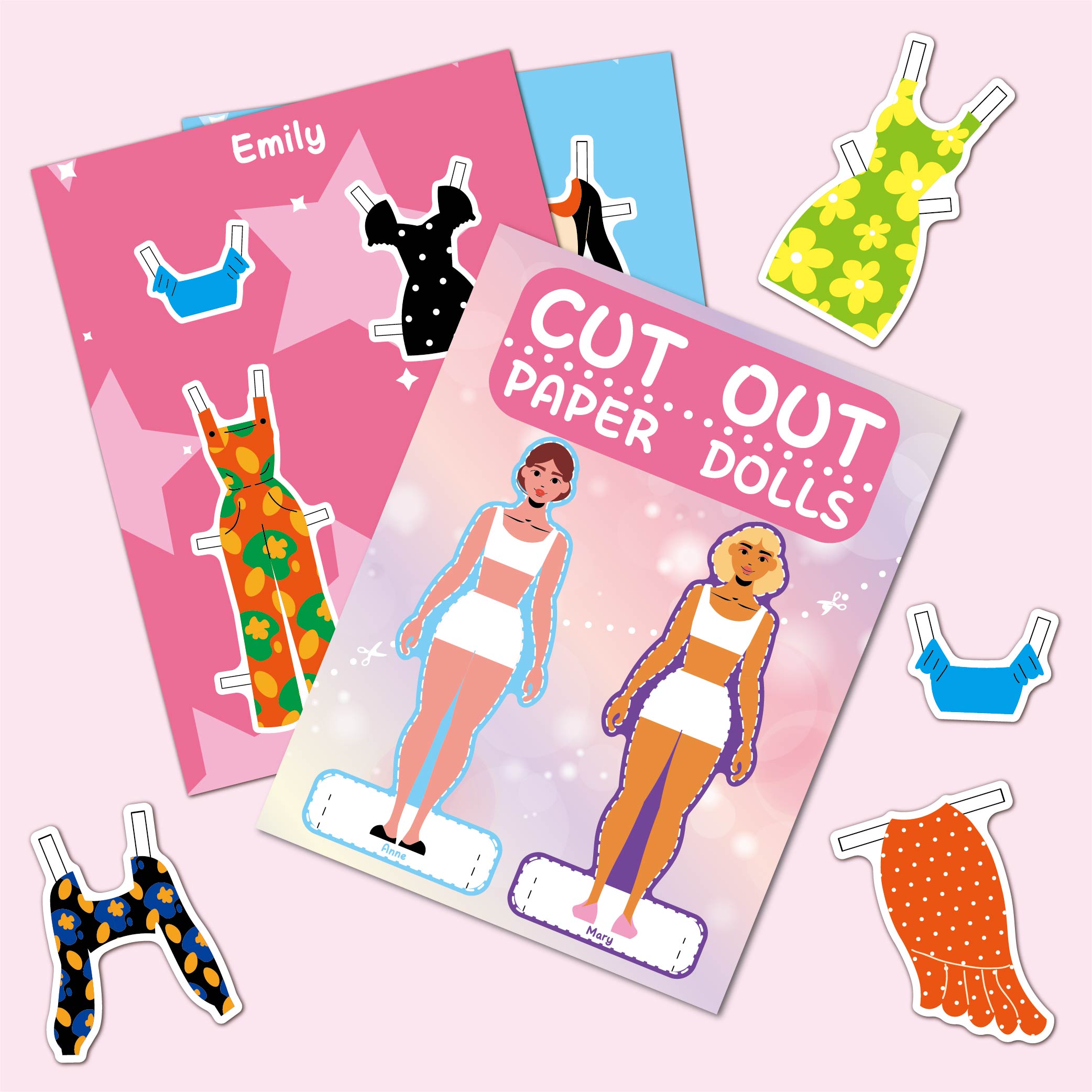cut out paper doll dress Paper Doll Dress-Up: Bright Geometric Printable