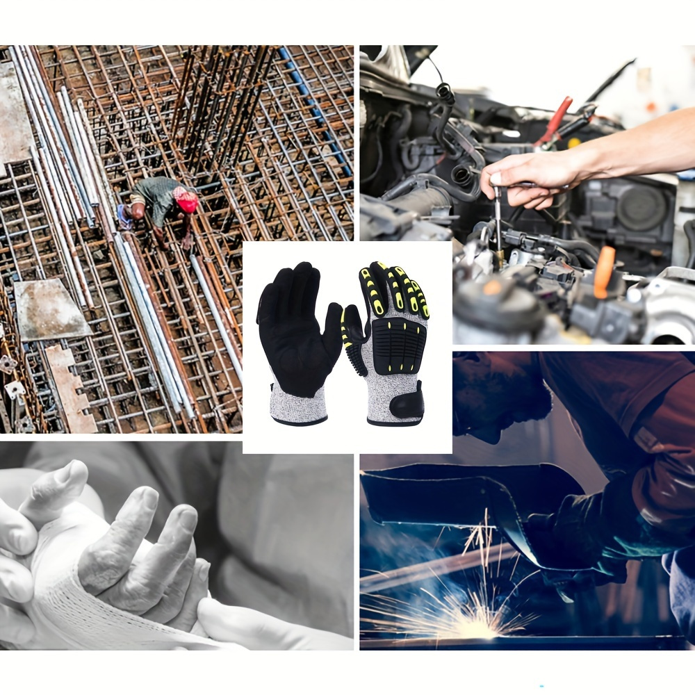 2 paires de   de travail résistants aux coupures avec sangle  -bras ajustable - antichoc, anti-collision et antidérapant pour mécaniciens, tâches lourdes et bricolage - protection durable pour hommes et femmes,   de mécanique,   diy 4