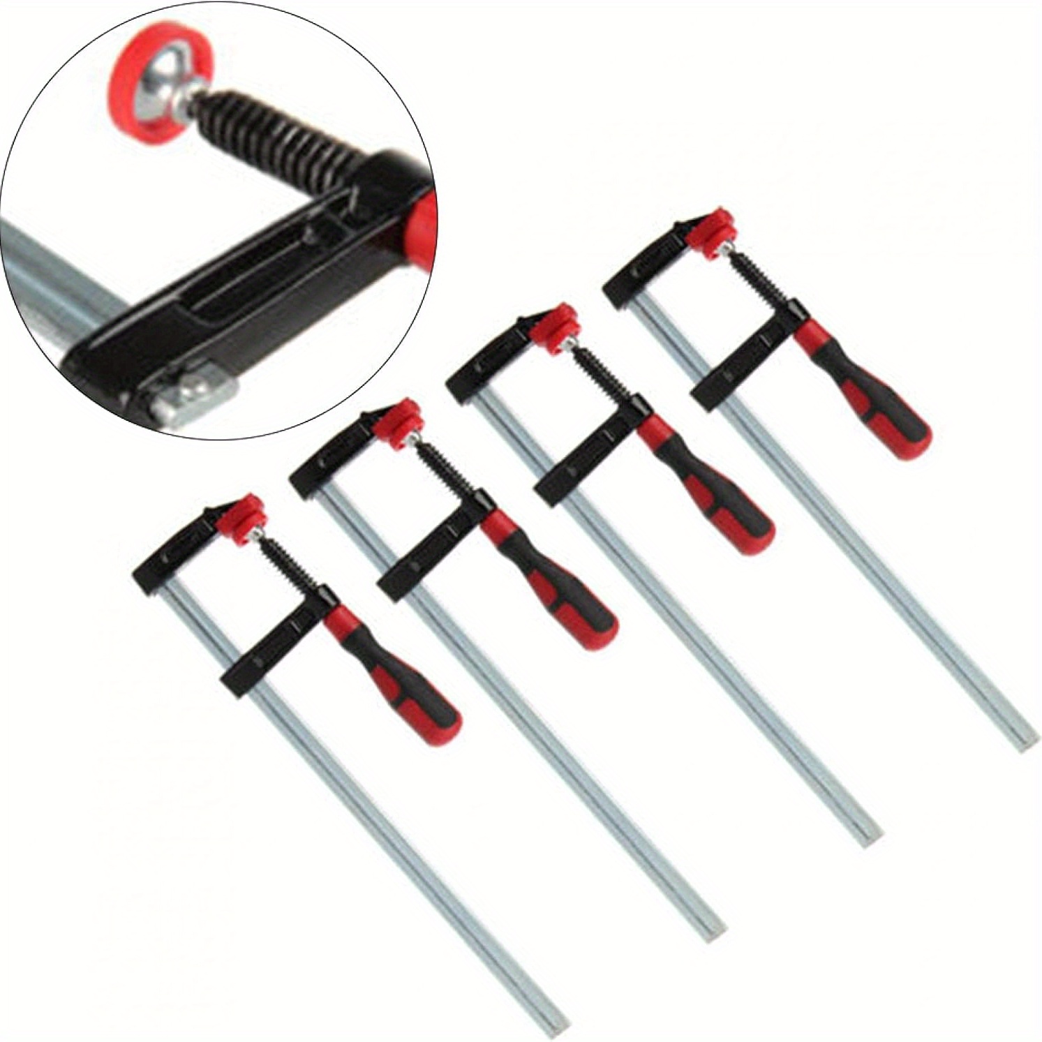 

4pcs Heavy Duty F Clamp Set For Woodworking - 6" & 12" Rod Clamps, Tool Steel Construction