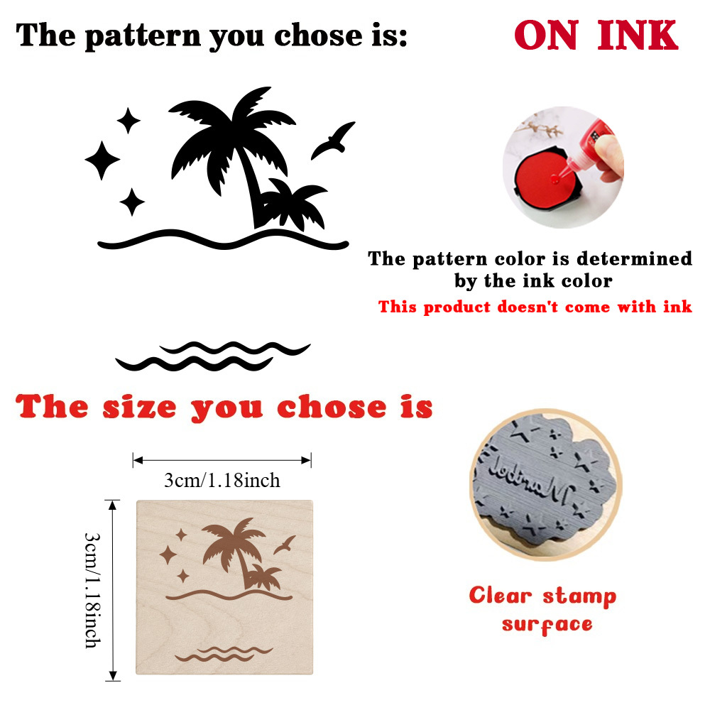 Wood Stamp for Journals with Palm Tree Design