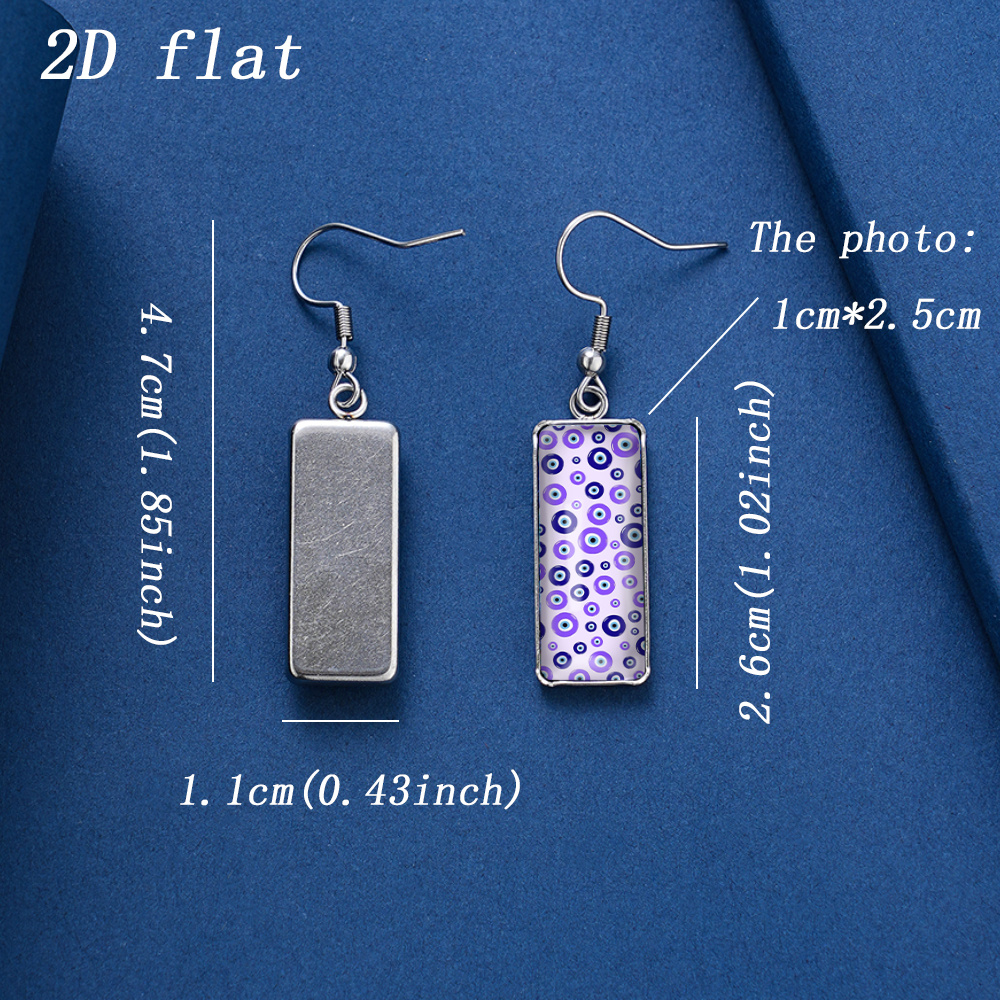 Women's Purple Evil Eye Pattern Gem Glass Dangle Earrings