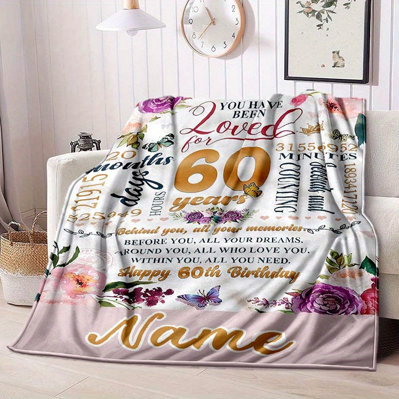 Coperta per 60° compleanno per donne e uomini, morbida e confortevole, decorazioni di compleanno per