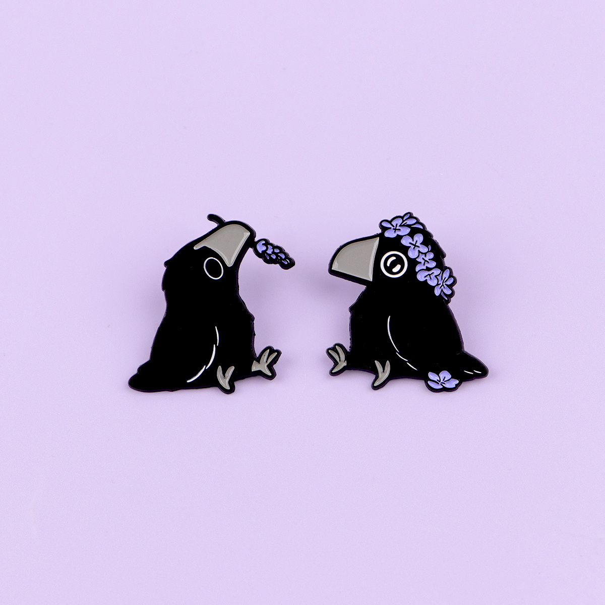 2pcs Crow Enamel Pin | Cute Lapel Pins Badges On Backpack, Men's Brooch Clothes Gift Jewelry Fashion Additions, Alloy And Silicone Material By Judoduck