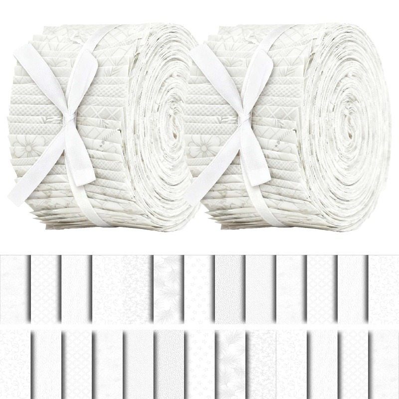 TEMU 39 Strips Of White Patterned Quilted Fabric Measuring 6.35 X 50 Cm (2.48 X 19.7 In). Ideal For Projects. This Set Comes With A Of Designs,